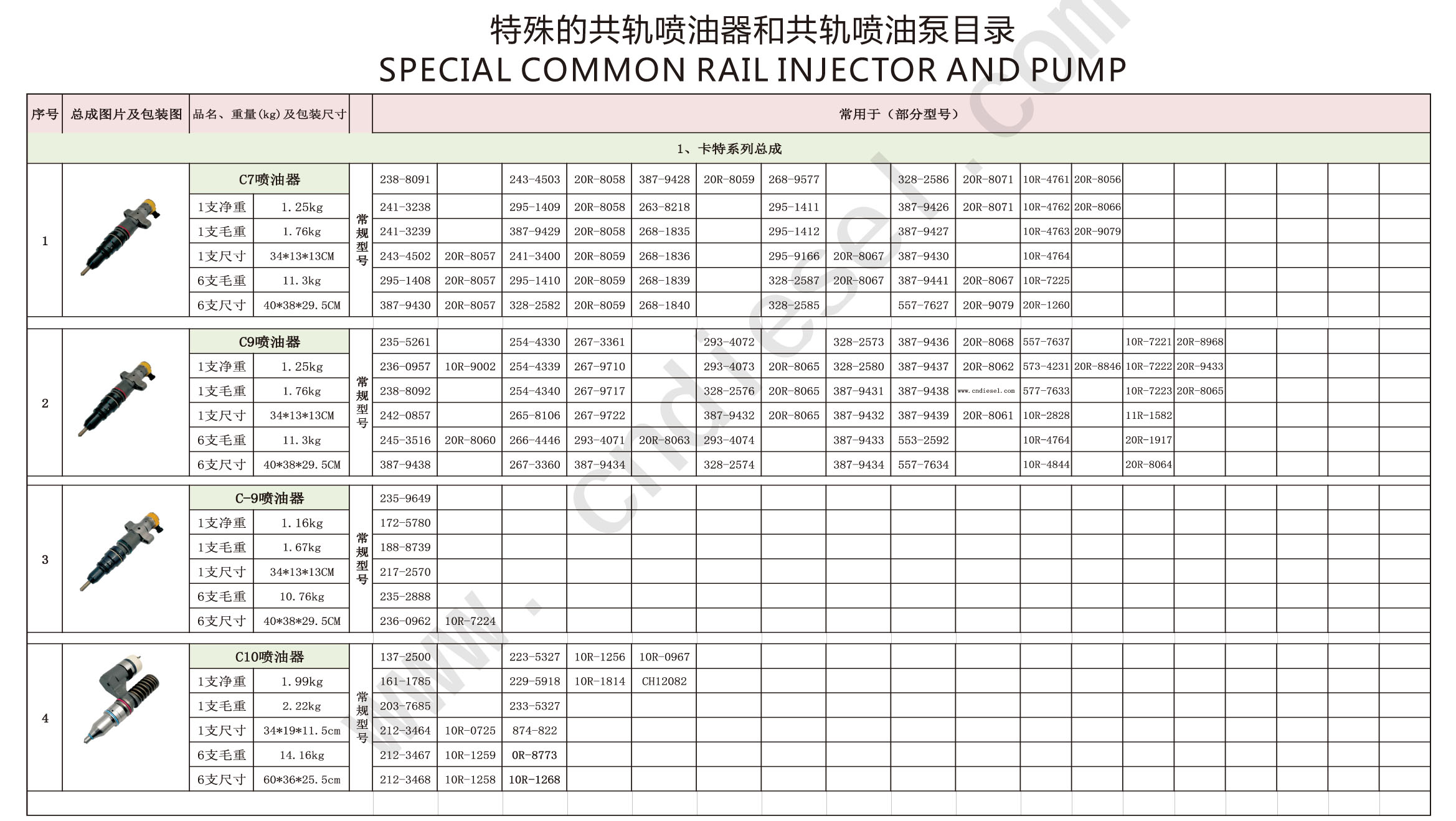 SPECIAL COMMON RAIL INJECTOR AND PUMP